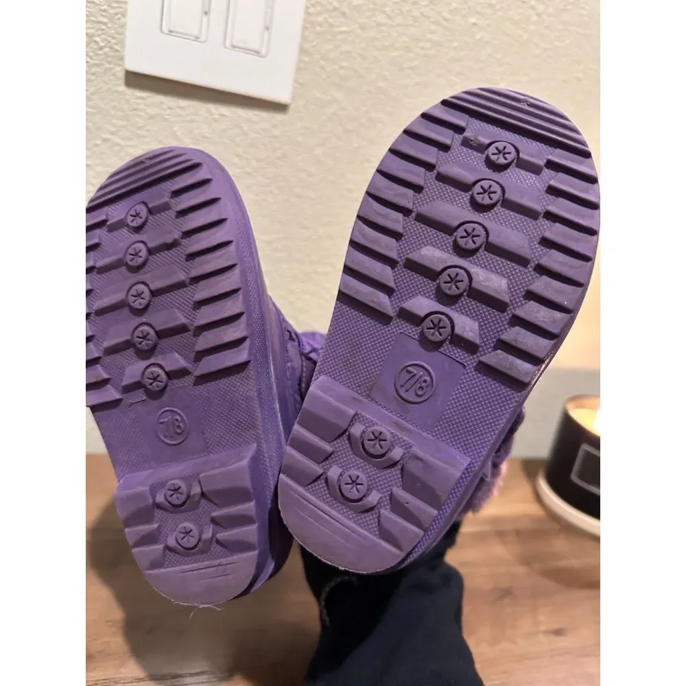 Purple Toddler Snow Boots with Adjustable Straps Size 7/8